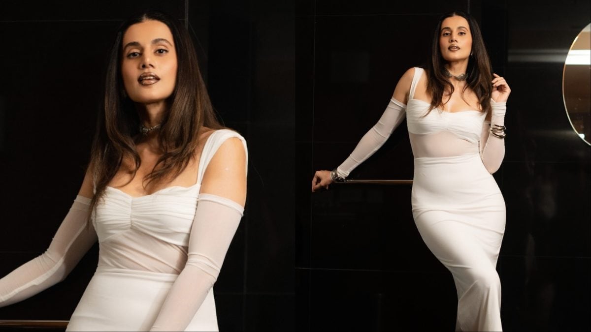 Taapsee Pannu Elevates Her White Dress Moment With Statement Metallic Brown Lips