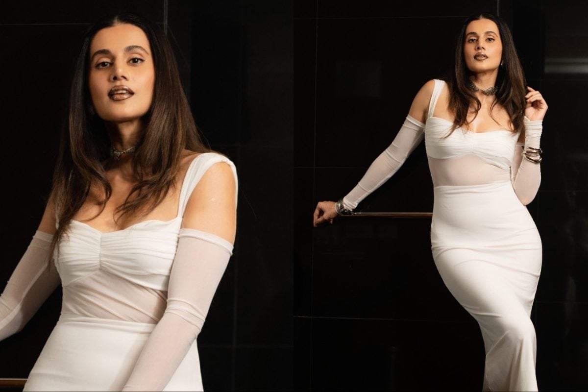 Taapsee Pannu Elevates Her White Dress Moment With Statement Metallic Brown Lips
