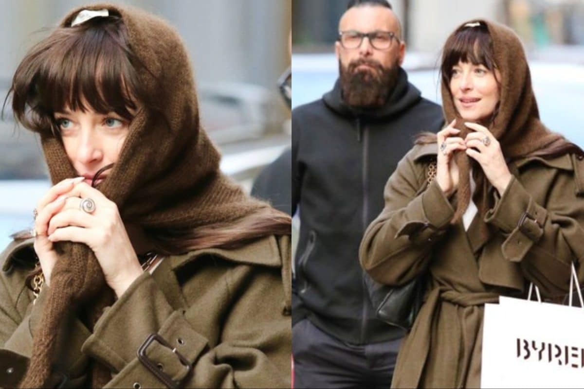 Dakota Johnson Revives The Classic Headscarf With Effortless Ease In NYC