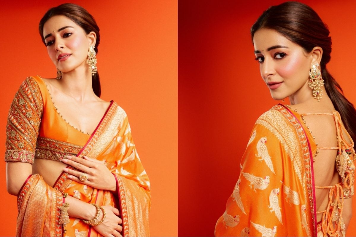 Ananya Panday’s Orange Banarasi Saree Is A Festive Fashion Showstopper