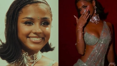 Tyla also wore a bindi along with the saree-inspired ensemble.