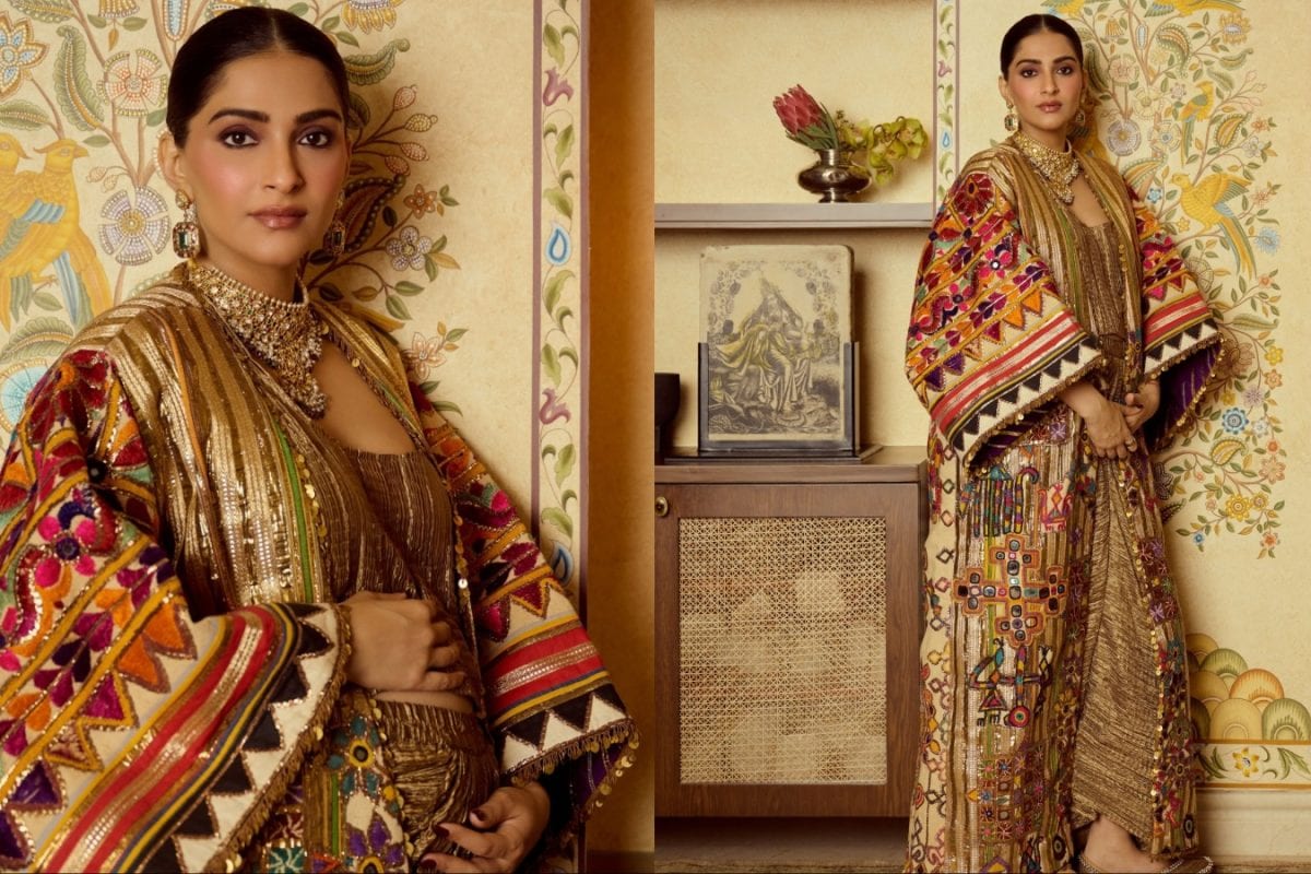Sonam Kapoor Steps Into Wedding Season In A Vibrant Gold Mayyur Girotra Look