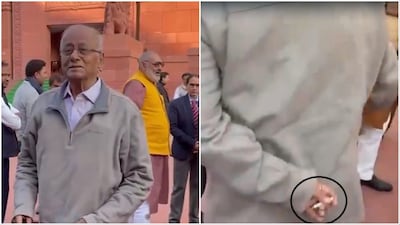 TMC MP Saugata Roy seen with cigarette on Parliament premises (Video screengrabs)