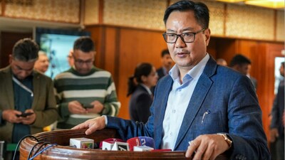 Union Minister of Parliamentary Affairs Kiren Rijiju speaks to the media (File photo/PTI)
