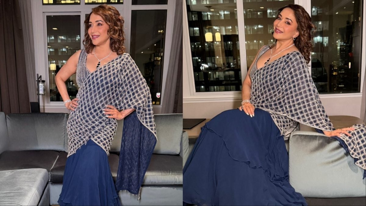 Madhuri Dixit Channels Refined Evening Drama In Rs 63K Embellished Saree | Fashion News
