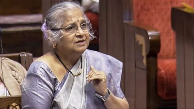 Rajya Sabha MP Sudha Murty speaks in the House (File photo/PTI)