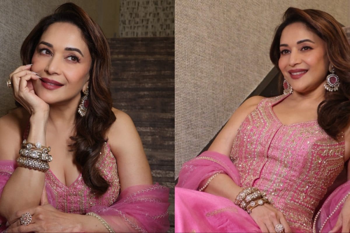 Madhuri Dixit Aces Festive Glam And Makes A Pink Lehenga Feel Iconic Again