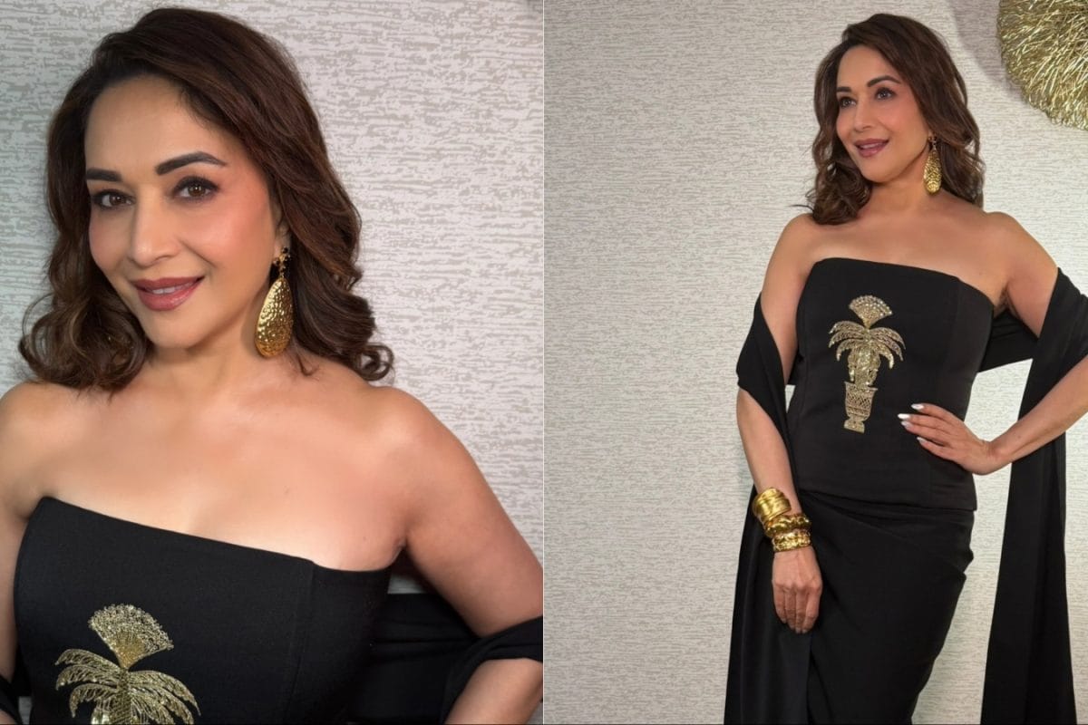 Madhuri Dixit Masters Modern Drama In A Corseted Black House Of Masaba Look