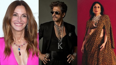 (L-R) Julia Roberts,Shah Rukh Khan and Kareena Kapoor Khan in Sabyasachi Jewellery