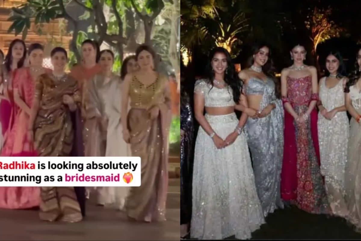 Radhika Ambani Steps Out In An Intricately Embellished Bronze Saree For Friend's Wedding