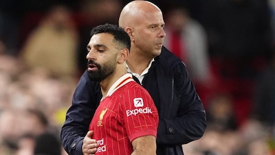 Mohamed Salah and Arne Slot (X)