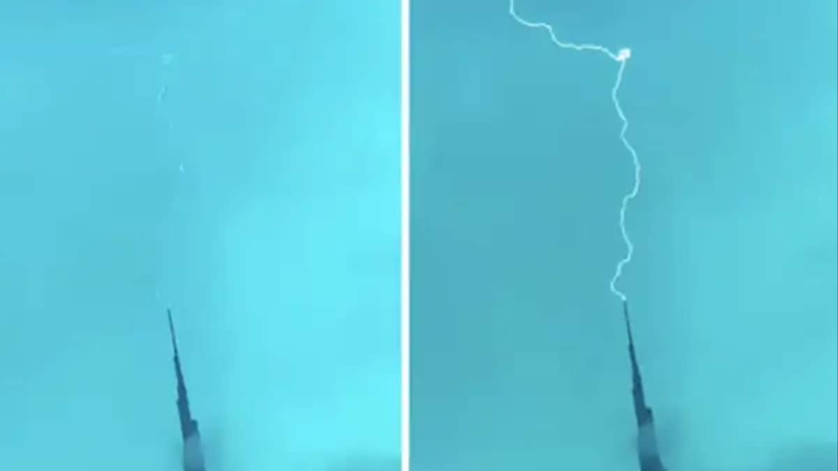 Burj Khalifa Hit By Lightning In Stunning Video Shared By Dubai Crown Prince | Watch