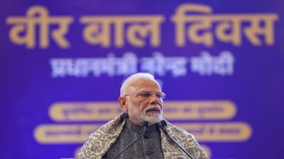 Prime Minister Narendra Modi at last year's 'Veer Bal Diwas' programme at Bharat Mandapam. (PTI Photo)