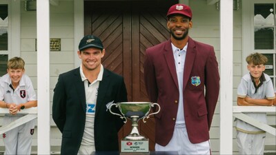 New Zealand vs West Indies Live Cricket Score, 3rd Test Day 1: Stay updated with NZ vs WI Ball by Ball Match Updates and Live Scorecard from Mount Maunganui. (Picture Credit: X/@BLACKCAPS)