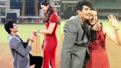 Palash Muchhal and Smriti Mandhana in a now-deleted photo from their engagement phase.