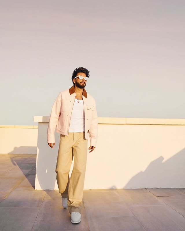     Ranveer Singh, fraîchement sorti du succès du film Dhurandaar, a revigoré le monde de la mode. Après s'en être tenu au monochrome noir et blanc pendant plus de deux ans, l'acteur a introduit une touche de couleur audacieuse en superposant une veste chic rose pâle sur un simple débardeur.