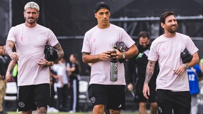 Rodrigo de Paul, Luis Suarez and Lionel Messi for Inter Miami (X)