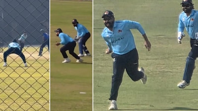 Rohit Sharma took a smart catch in the Vijay Hazare Trophy (X)