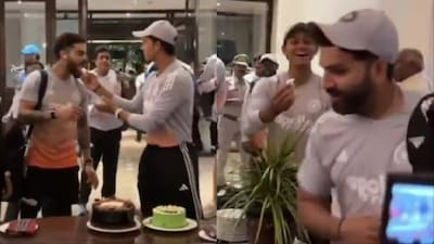 Rohit Sharma refuses to eat cake as India celebrate ODI series win against South Africa. (Picture Credit: Screengrab)