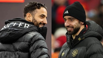 Mna United's Ruben Amorim and Bruno Fernandes (X)