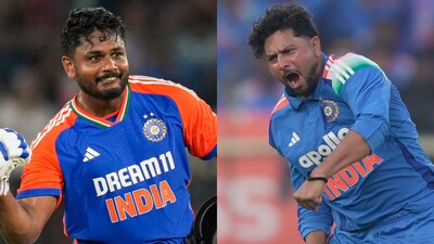 Sanju Samson (L) and Kuldeep Yadav find no place in India's T20I squad.(PC: PTI, AP)