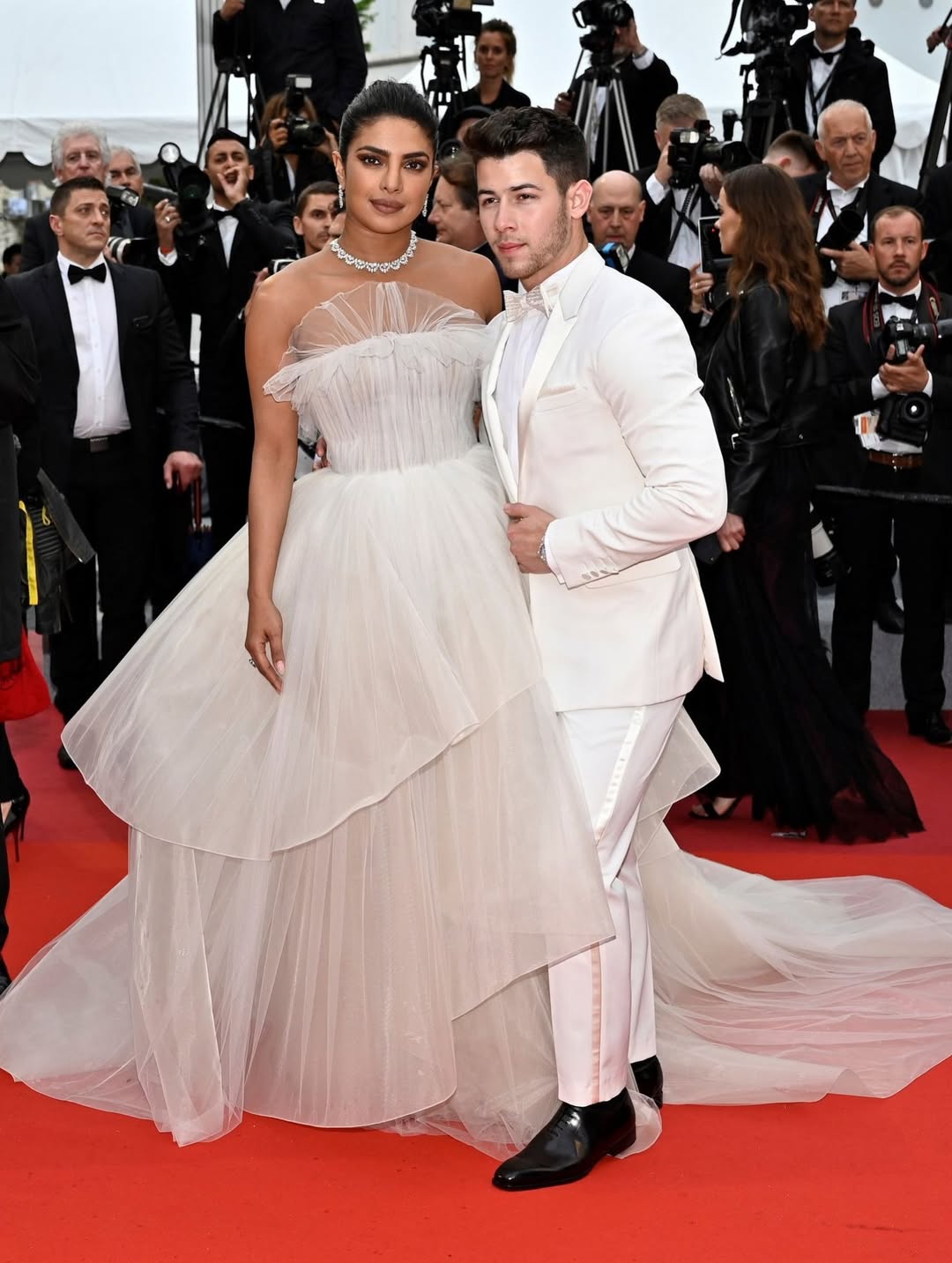 Priyanka Chopra and Nick Jonas: Closer home, Priyanka Chopra and Nick Jonas set couple goals in their co-ordinated white ensembles at the 2024 Cannes Film Festival. While our desi girl gave princess vibes in a white tiered gown, her husband complemented her in a sharp white tuxedo.