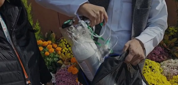 Congress MP Imran Masood Carries Oxygen Tank To Parliament 