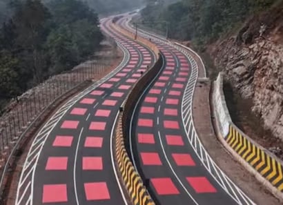 To fix this issue, the National Highways Authority of India (NHAI) introduced a tabletop red surface on a two-kilometre section. This raised patch stands slightly above the regular road. To fix this issue, the National Highways Authority of India (NHAI) introduced a tabletop red surface on a two-kilometre section. This raised patch stands slightly above the regular road.