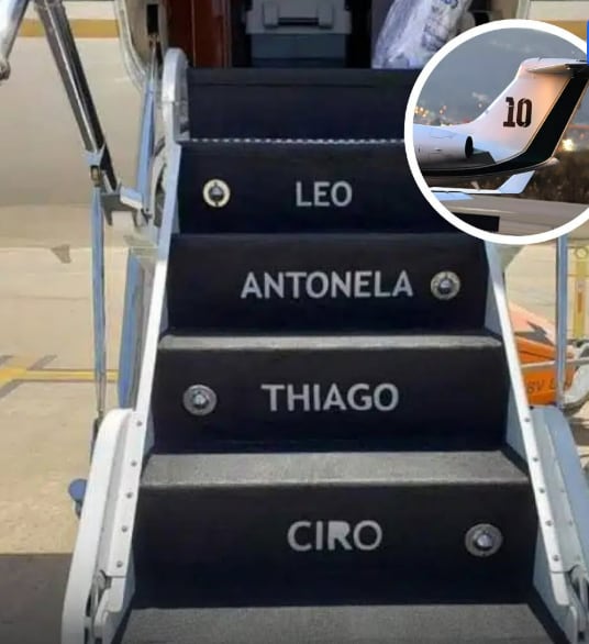 What truly sets this jet apart are the personal touches. The number 10, the jersey that defined an era of football, is displayed on the tail of the aircraft. The boarding steps carry engraved names of his wife Antonela Roccuzzo and their three sons: Thiago, Mateo and Ciro.