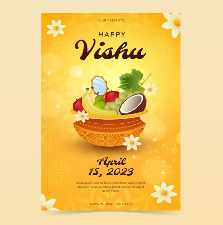 Puthandu/Vishu, celebrated in Tamil Nadu and Kerala, includes kolams, ritual trays (kani in Kerala), and elaborate feasts.