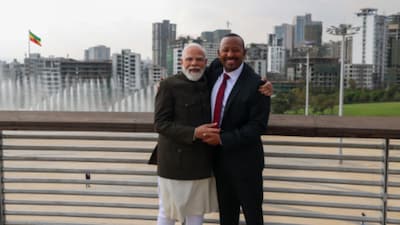 PM Modi with Ethiopian Prime Minister Abiy Ahmed Ali. (Image X)