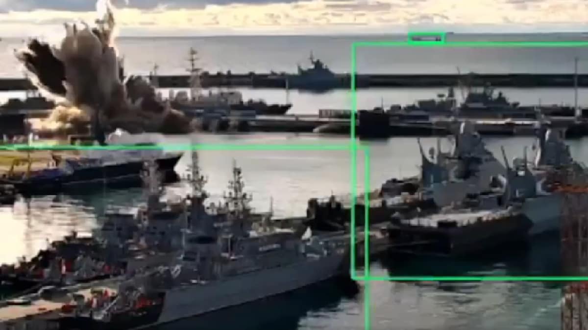 Ukraine Claims Sea Baby Drone Strike Disabled Russian Submarine At Black Sea Base | Watch