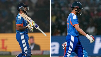 India's Suryakumar Yadav and Shubman Gill walking back to the dressing room after being dismissed (AP and PTI)