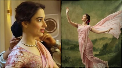 Tamannaah Bhatia shares BTS glimpses from the shoot of her first look poster from V Shantaram biopic