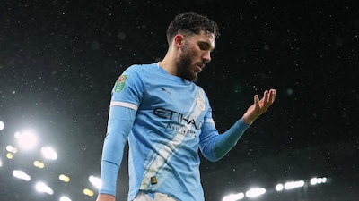 Manchester City's Rayan Cherki during the English League Cup soccer match between Manchester City and Brentford in Manchester, England, Wednesday, Dec. 17, 2025. (AP Photo/Jon Super)
