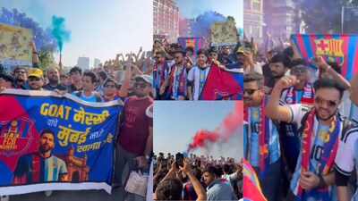 Lionel Messi fans in Mumbai during the GOAT India Tour.