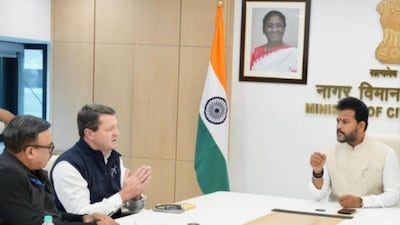 Union Minister of Civil Aviation Ram Mohan Naidu Kinjarapu with IndiGo CEO Pieter Elbers at the ministry on Tuesday. (@RamMNK/X)