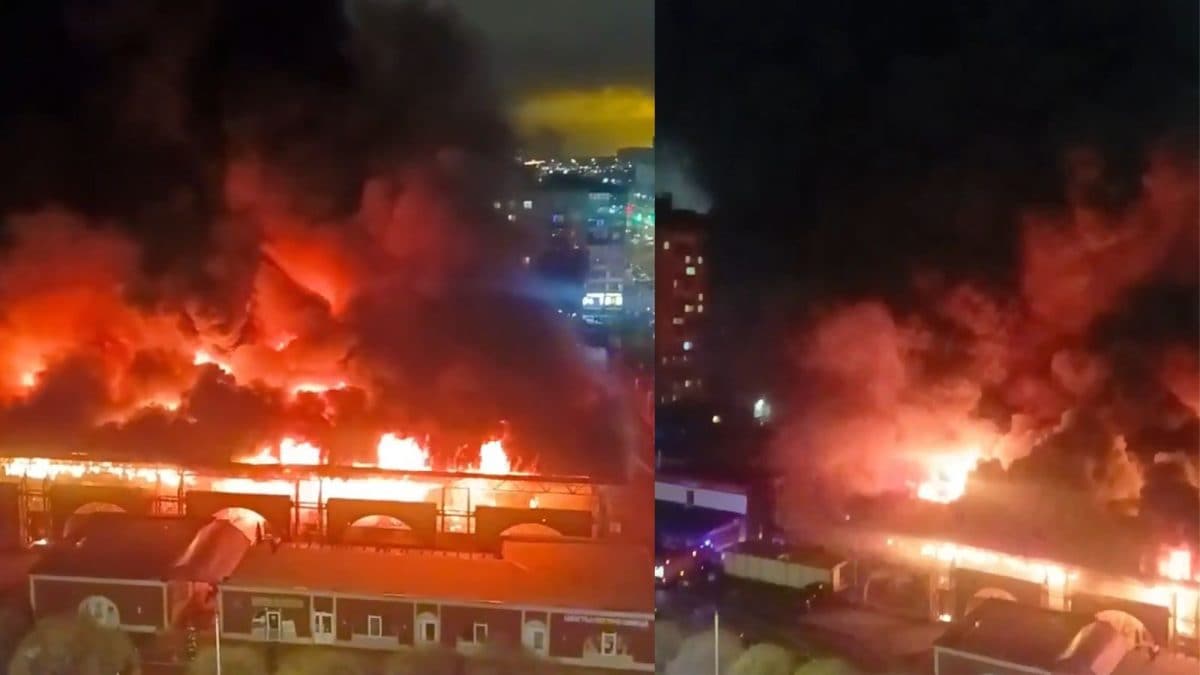One Killed After Huge Fire Tears Through St Petersburg Market; Explosions Reported