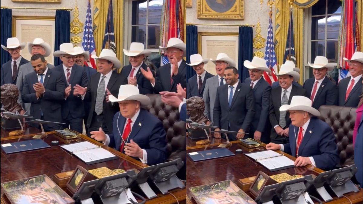 Trump Dons Cowboy Look As He Honours ‘Miracle On Ice’ Team At White House