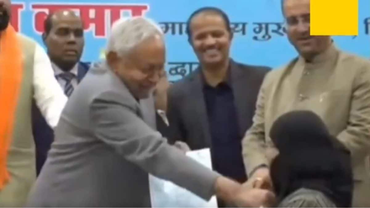 Bihar CM Nitish Kumar Pulls Down Woman’s Hijab At Event, Opposition Calls It ‘Vile Act’