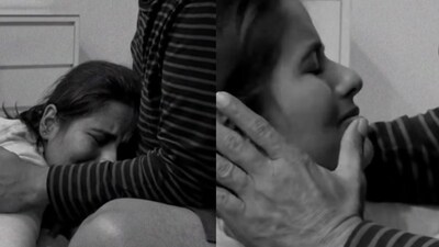 The daughter breaks down in tears while confessing.