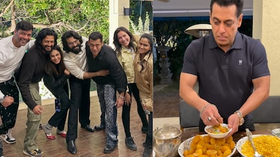 Salman Khan shares a goofy moment with Ram Charan.(Photo Credit : Instagram)