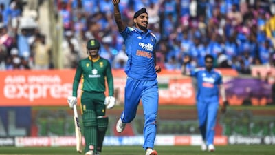 Arshdeep Singh celebrates after taking the wicket of South Africa's Ryan Rickelton (Picture credit: AFP)