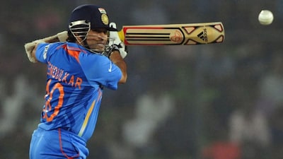 Sachin Tendulkar not only shone with the bat in hand against Pakistan but also produced a crucial performance with the ball. (AFP file pic)