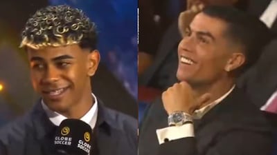 Lamine Yamal and Cristiano Ronaldo at the Global Soccer Awards.(PC: X)