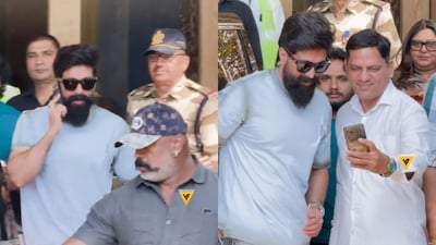 Yash spotted in Mumbai, greets paparazzi with folded hands. (Photos: Viral Bhayani)