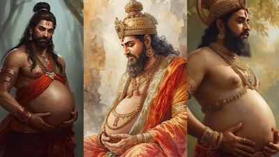The divine physicians, Ashwini Kumaras, delivered the baby by cutting open the king’s thigh.
