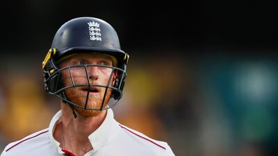 England's captain Ben Stokes leaves the field after losing his wicket during the second Test in Brisbane. (AP Photo)