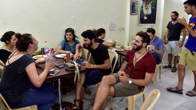 A group of Israeli travellers relaxing at Chabad House in Delhi's Paharganj. Delhi has witnessed two notable attacks linked to Israeli interests over the last decade. (PTI)