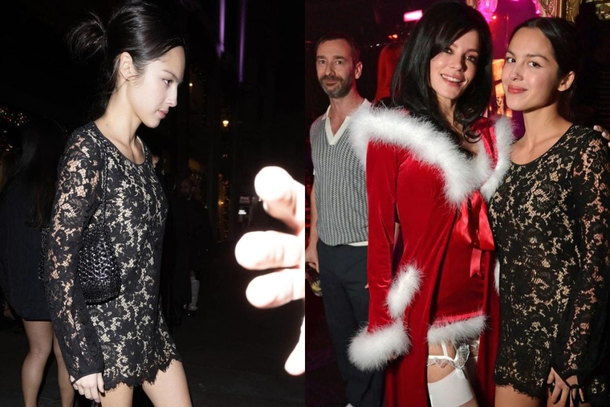 Olivia Rodrigo Is Not Playing Nice In Vintage Mini Gucci Lace Dress At Christmas Party